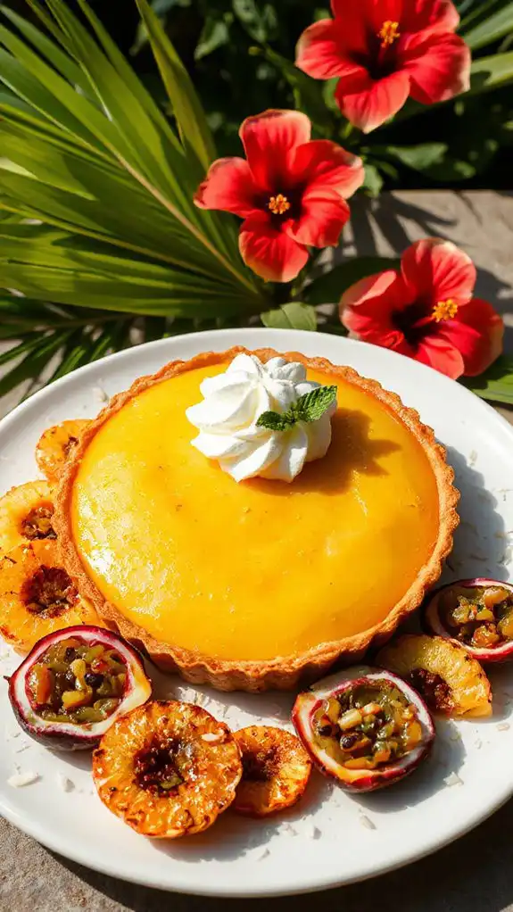 tropical pineapple passion fruit tart