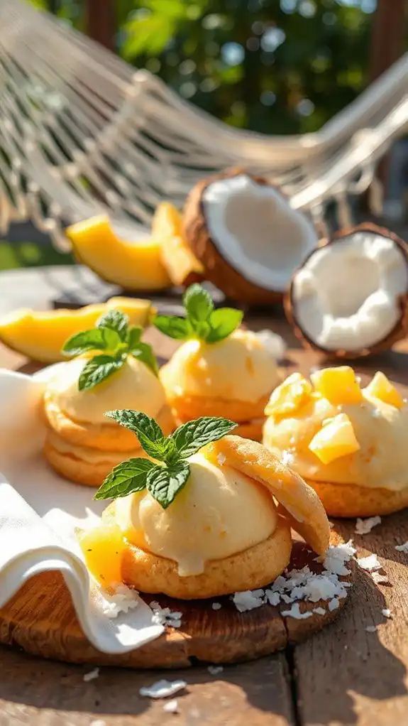 tropical sorbet in cookies