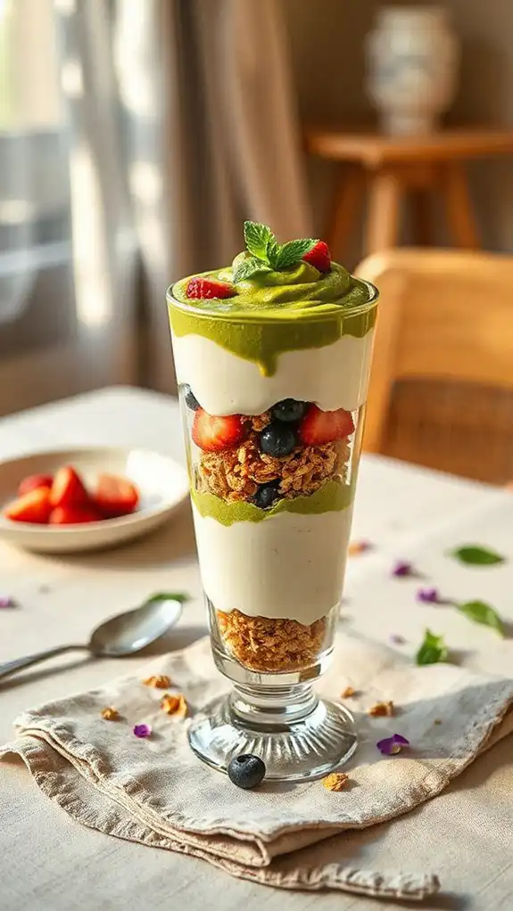 vanilla matcha dessert parfait