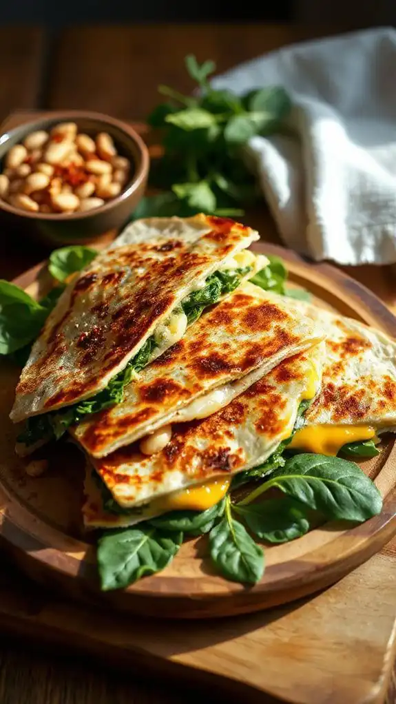 vegetarian quesadillas with spinach