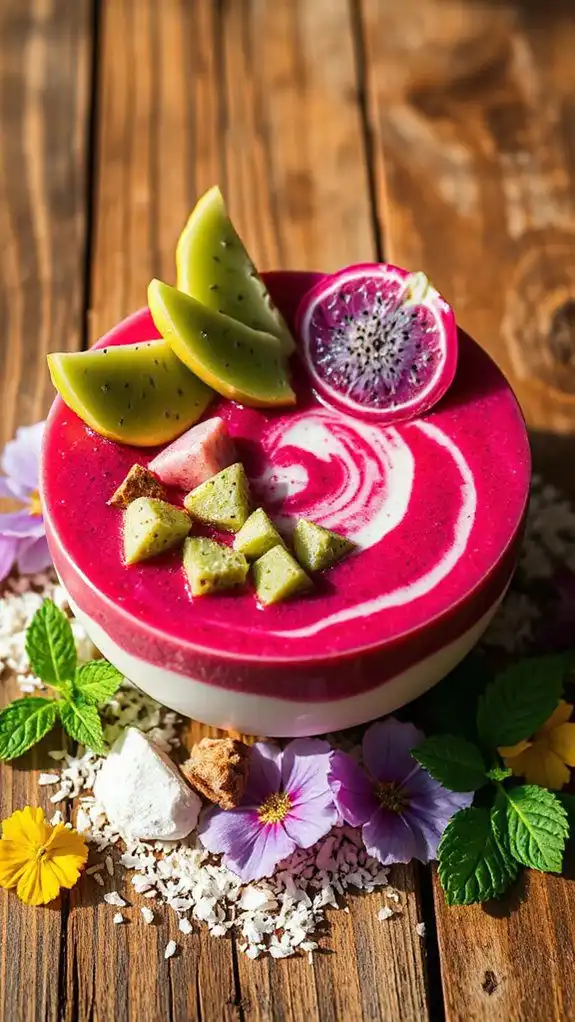 vibrant dragon fruit smoothie bowl
