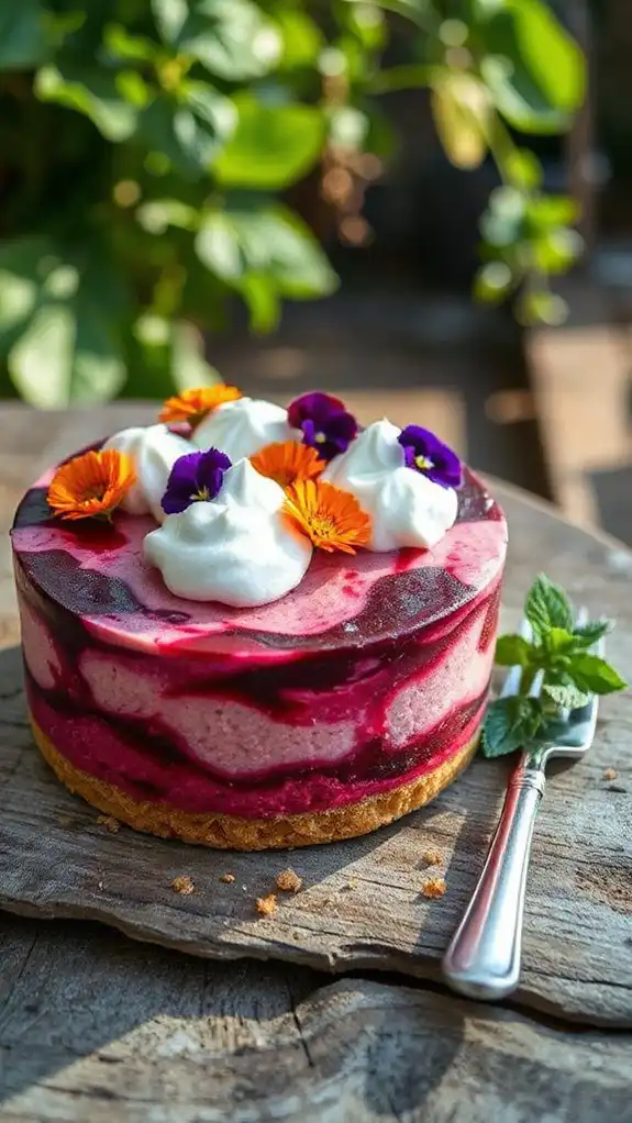 vibrant roasted beet cheesecake