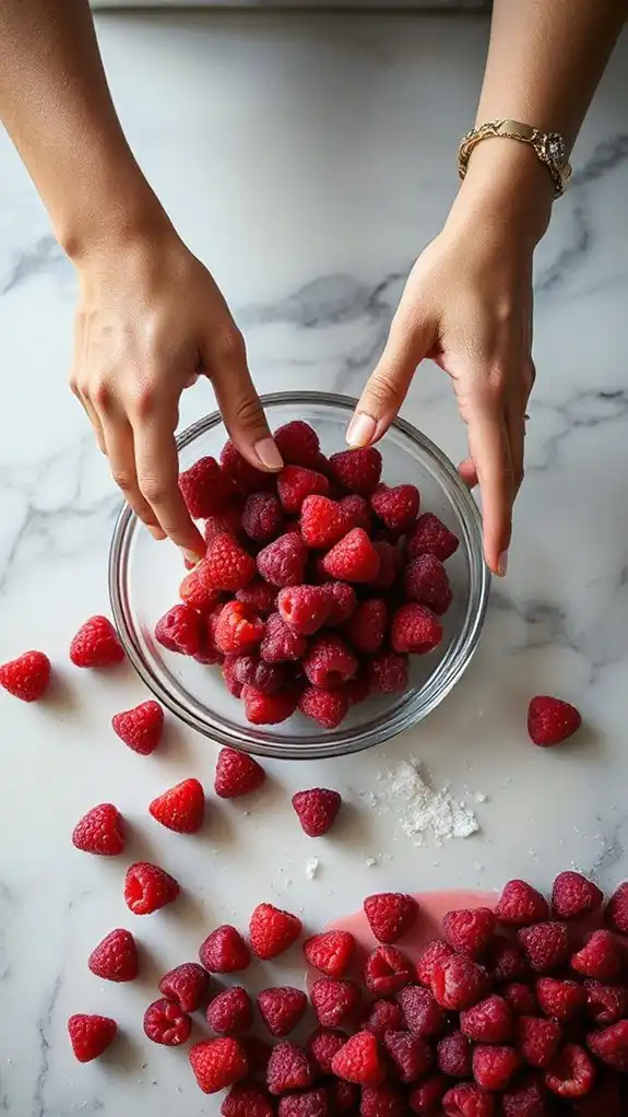 vibrant silky raspberry filling