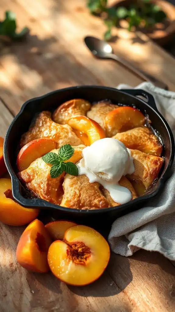 warm peach cobbler delight