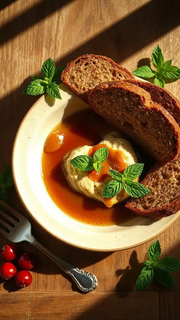 warm spiced rye pudding
