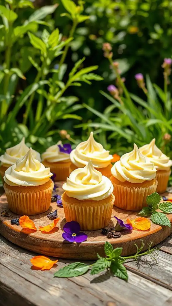 whimsical pumpkin blossom cupcakes