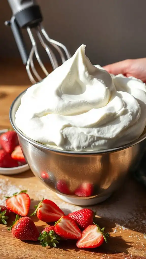 whip cream to peaks