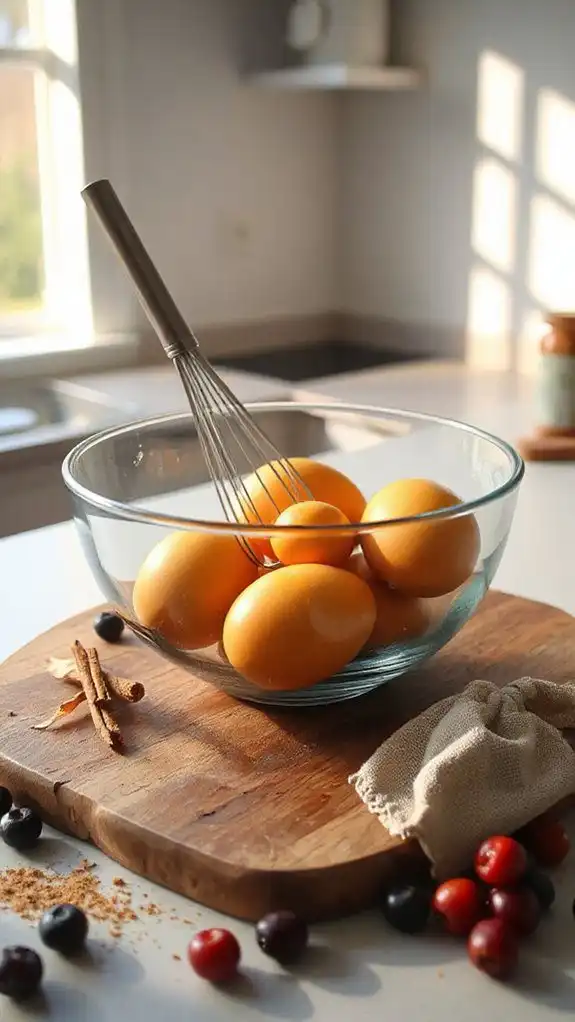 whisk eggs in bowl whisk eggs in bowl