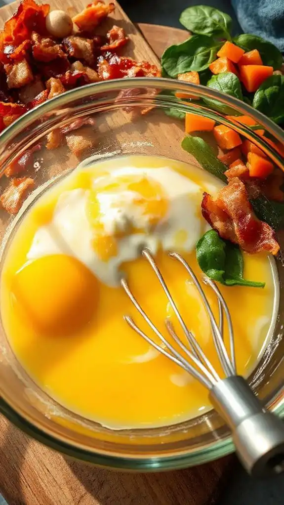 whisk eggs until fully combined whisk eggs until fully combined