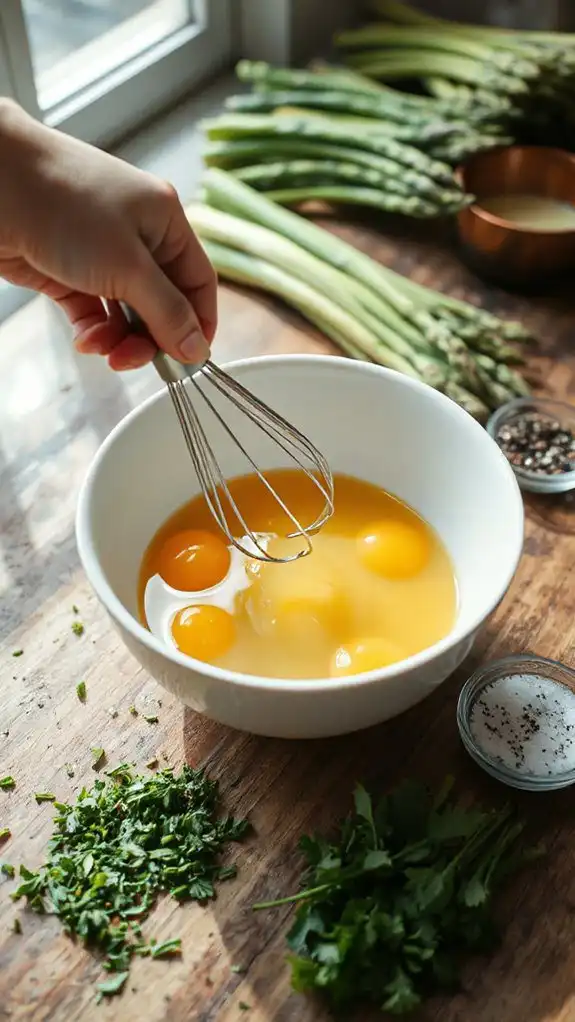 whisk seasoned egg mixture