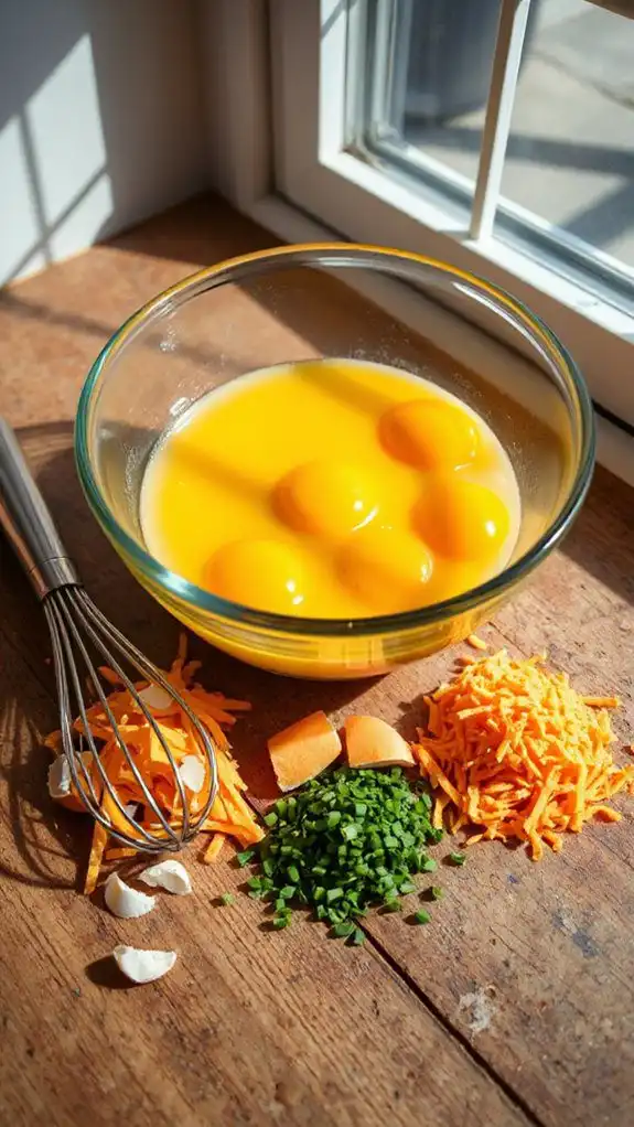whisk together added eggs