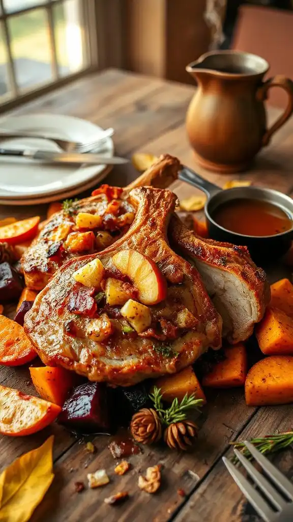 apple bacon stuffed pork chops