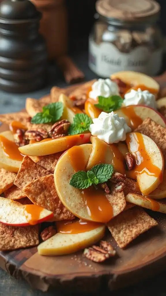 apple cinnamon dessert nachos