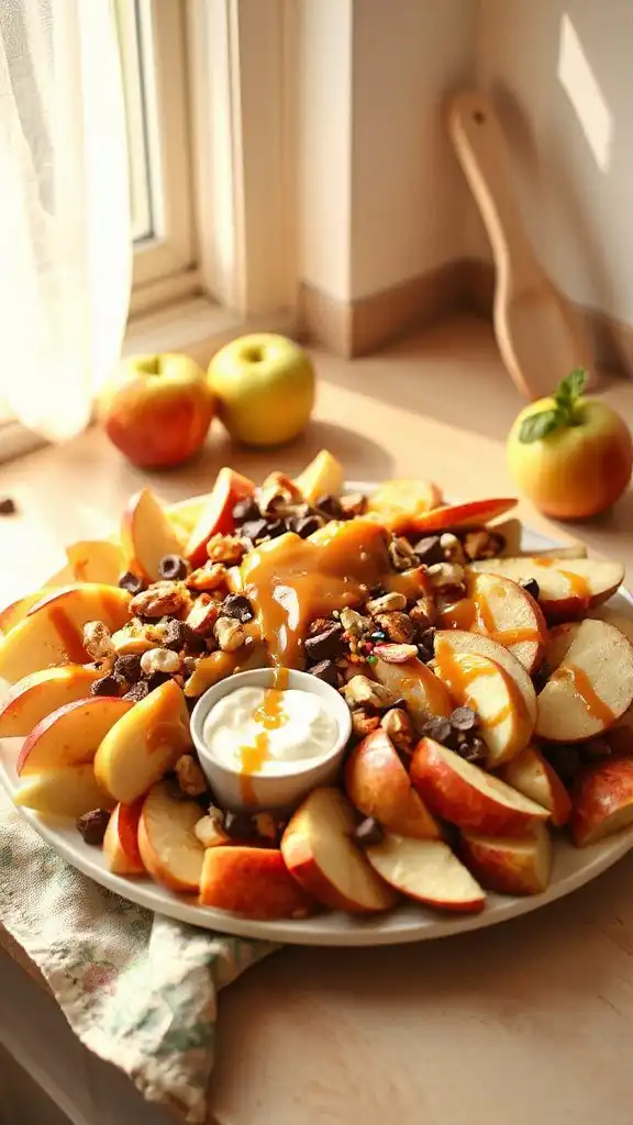 apple slices with toppings