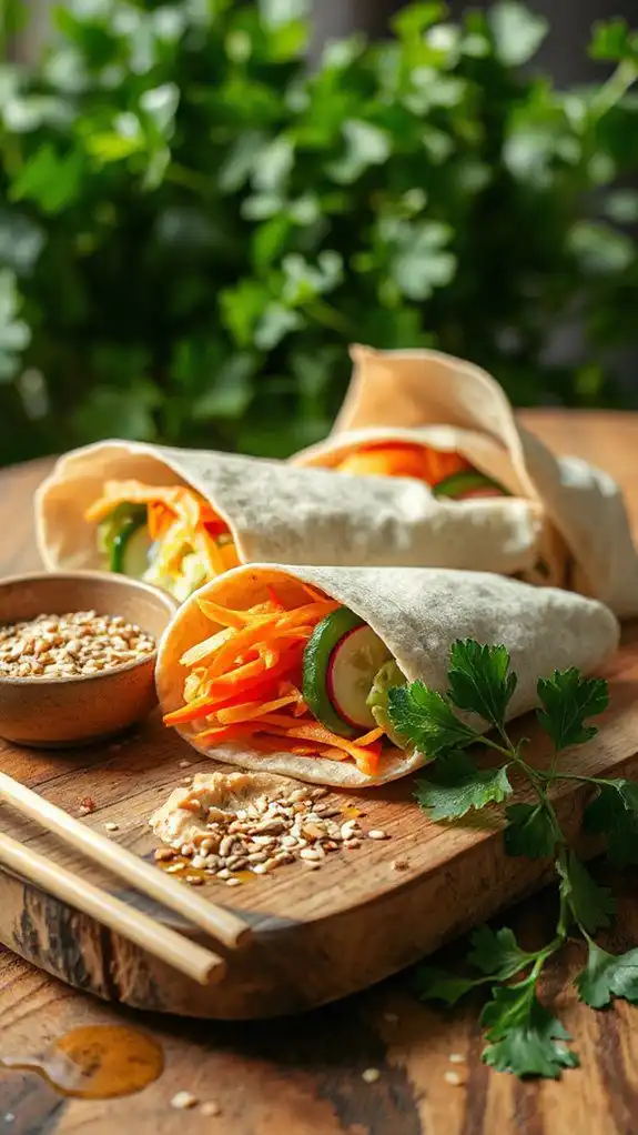 asian hummus vegetable wrap