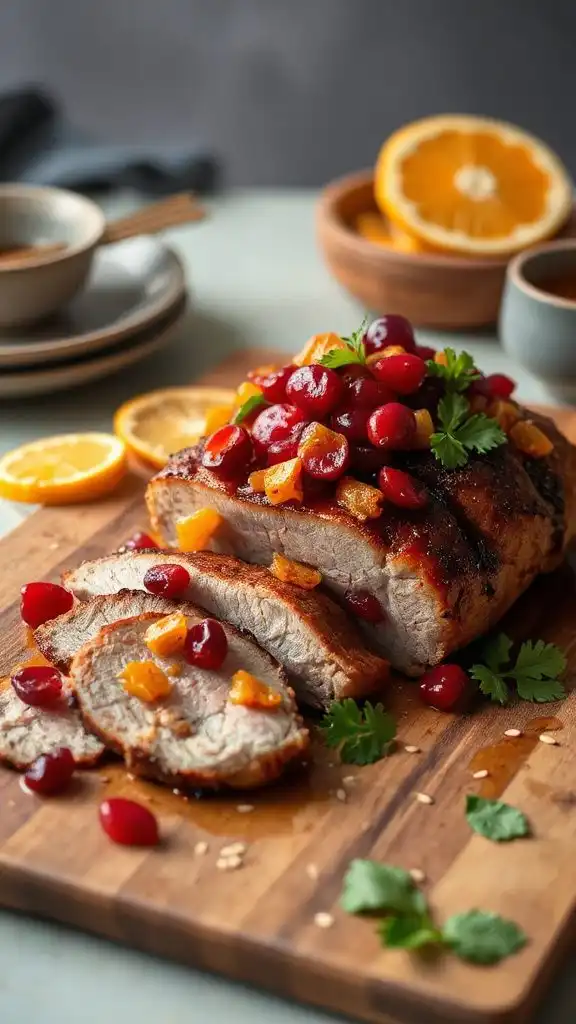asian pork with cranberry relish