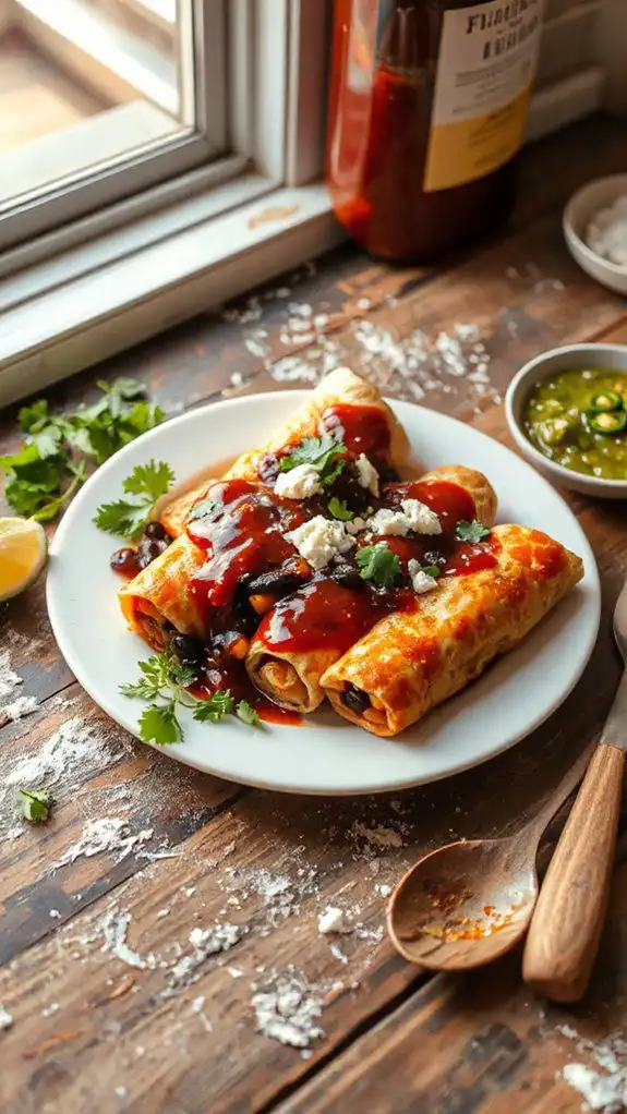 assemble delicious vegetarian enchiladas
