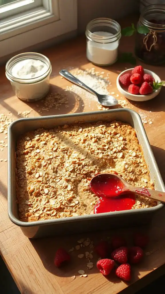 assemble raspberry oat bars