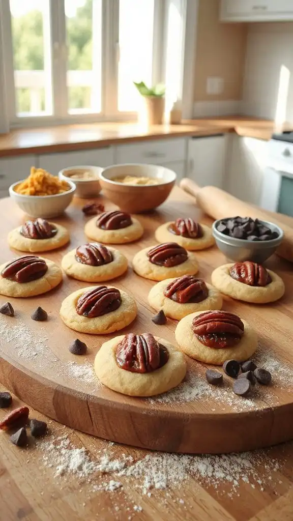 assembling pecan pie cookies