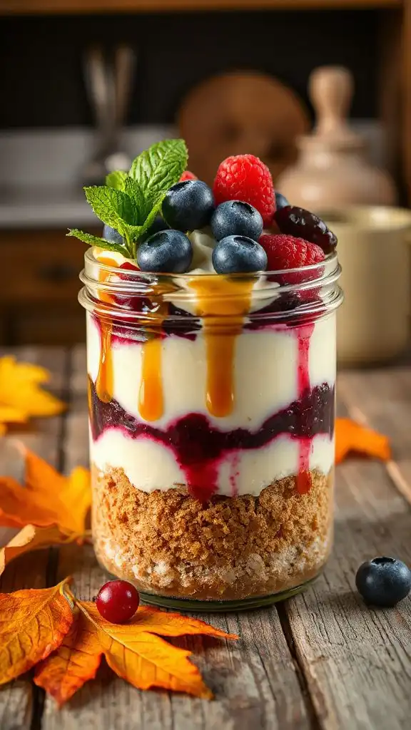 autumn berry cheesecake jars
