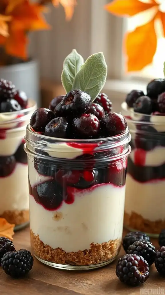 autumn berry cheesecake jars
