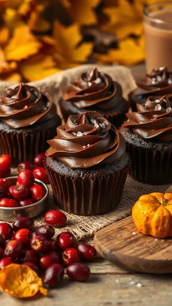autumn chocolate pumpkin cupcakes