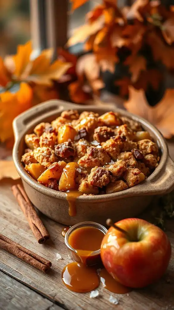 autumn dessert spiced apples crunchy topping