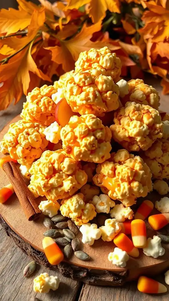 autumn flavored snack mix balls