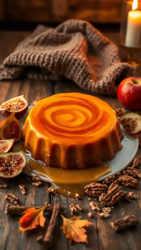 autumn fruit caramel flan