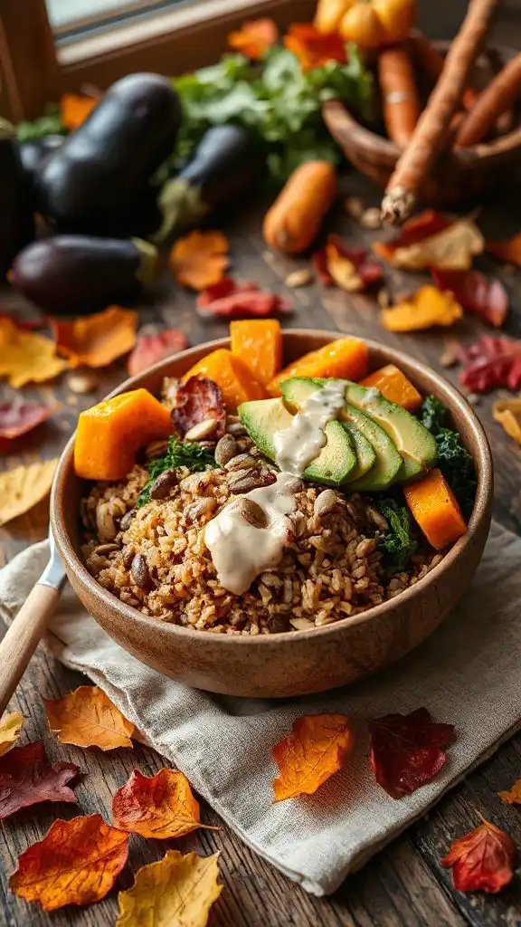 autumn harvest brown rice