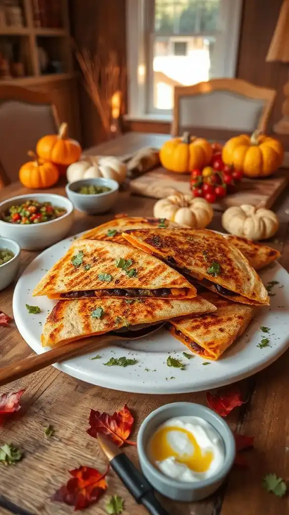 autumn inspired black bean quesadillas