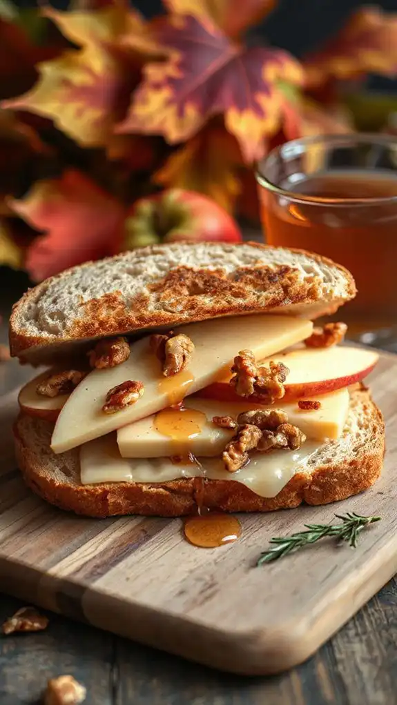 autumn inspired cheese sandwich