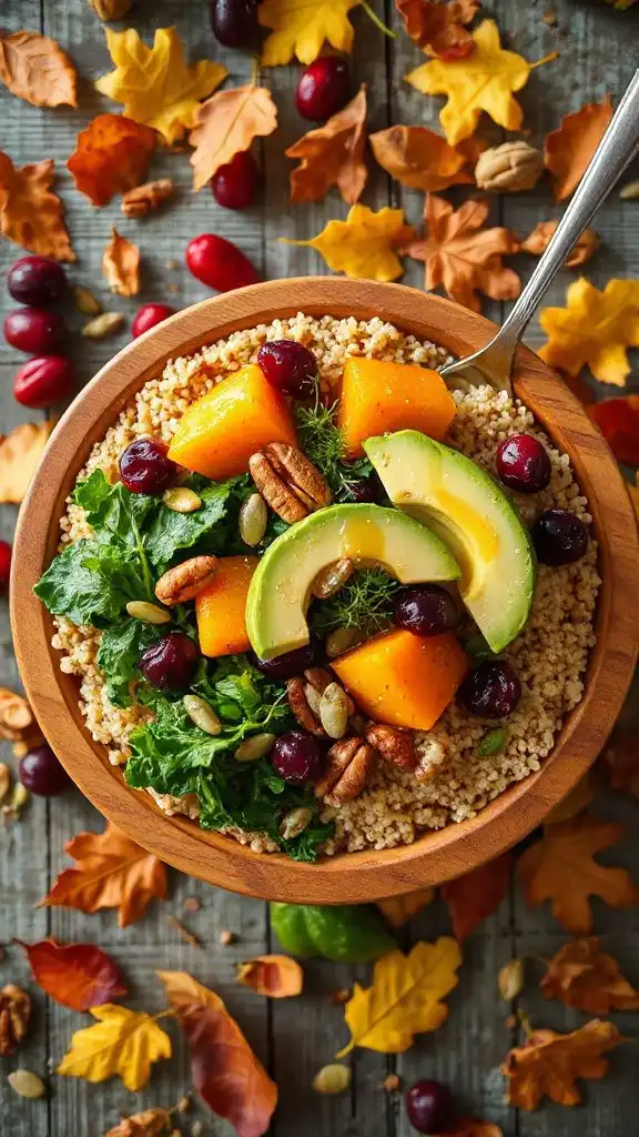 autumn inspired healthy grain bowl