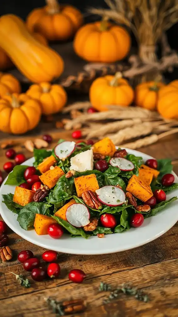 autumn inspired salad with cranberries