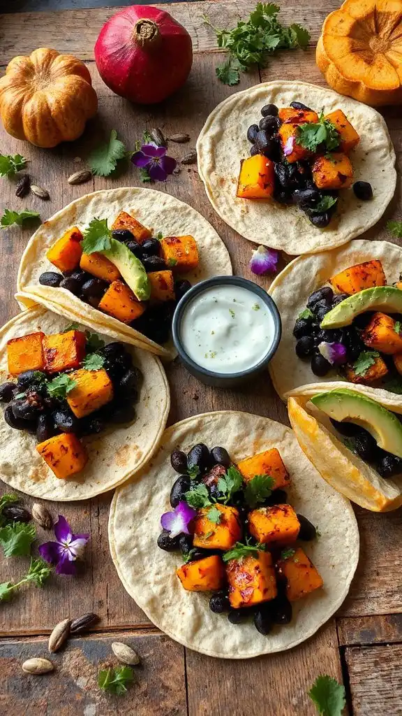 autumn inspired vegetarian tacos