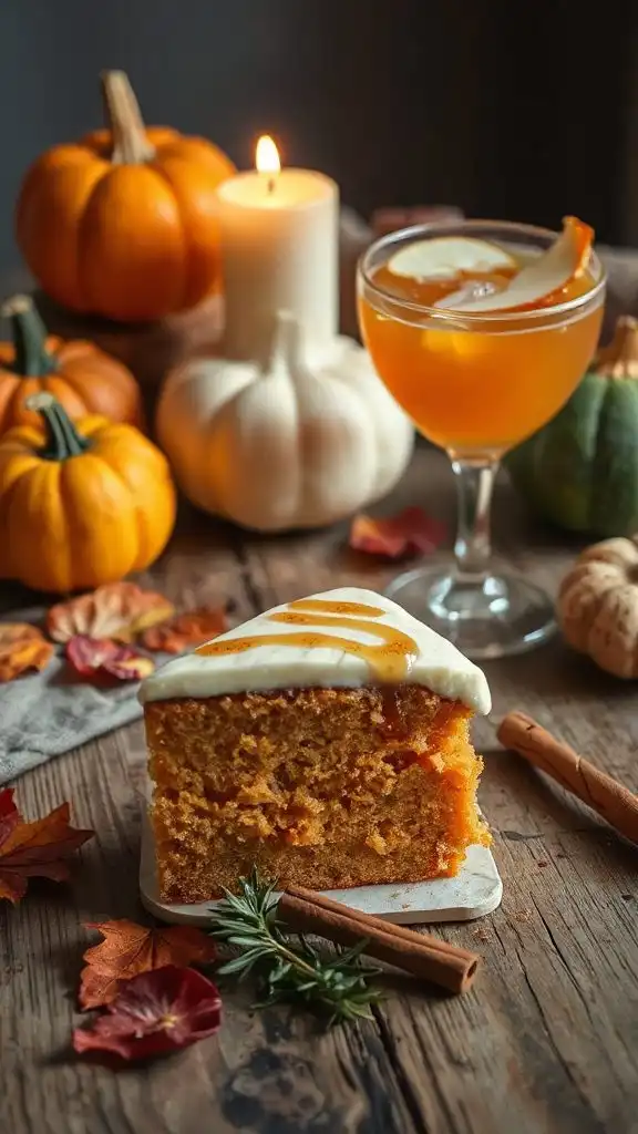 autumn mocktail and cake
