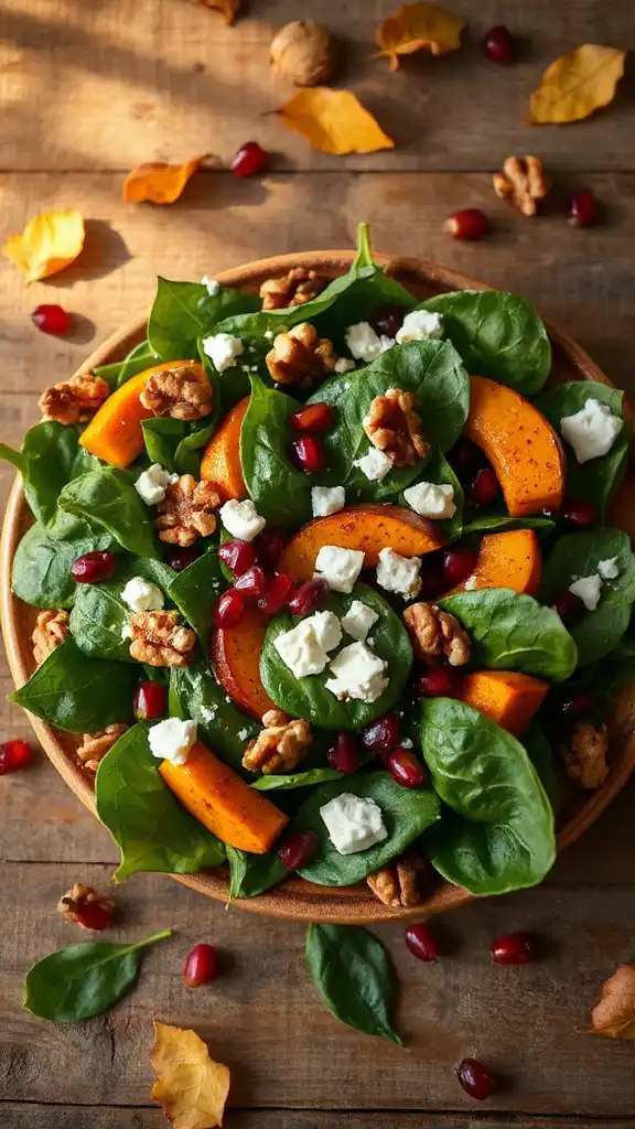 autumn spinach pumpkin salad