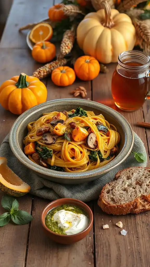 autumn vegetable pasta dish