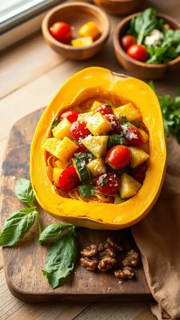 autumn vegetable spaghetti dish