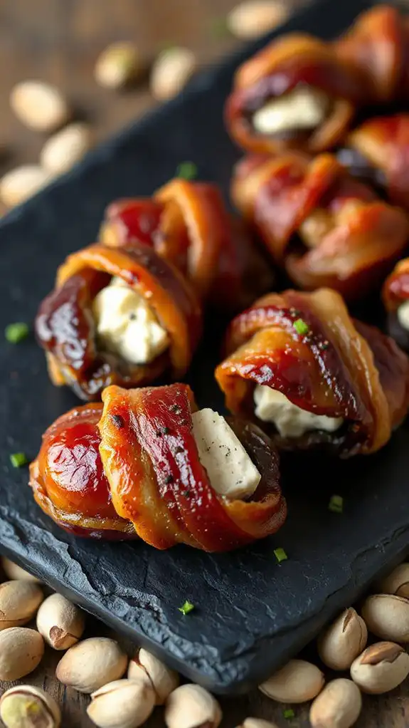 bacon wrapped blue cheese dates