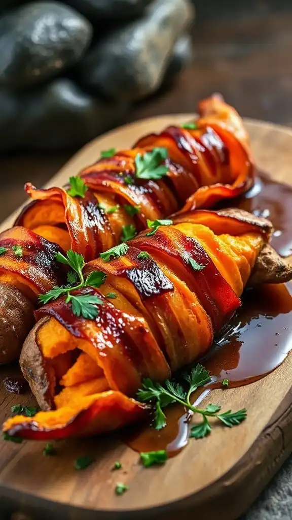 bacon wrapped sweet potato delight bacon wrapped sweet potato delight