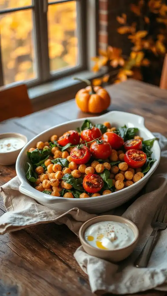 baked chickpeas with spinach