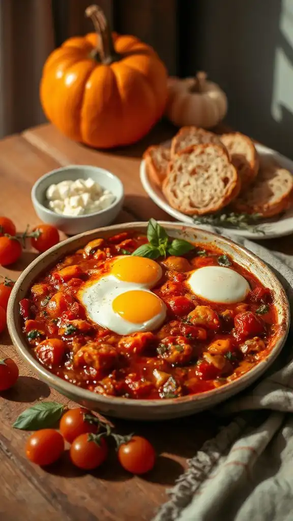 baked eggs with roasted tomatoes