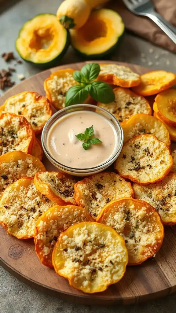baked parmesan breaded squash crisps