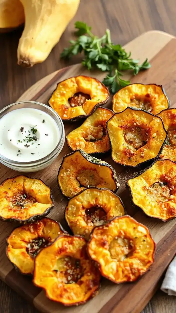 baked parmesan breaded squash crisps
