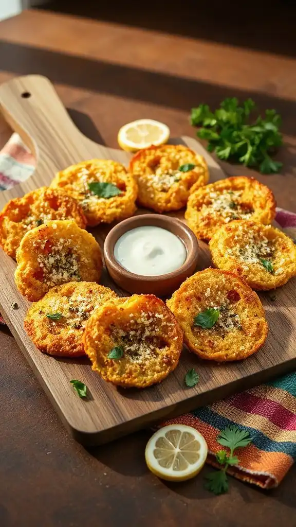 baked parmesan breaded squash crisps