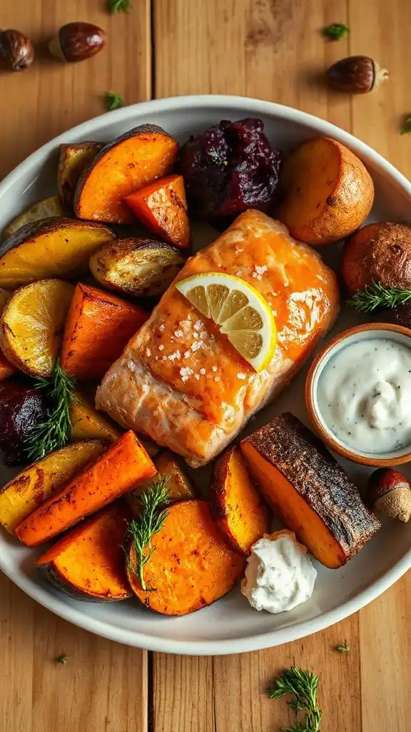 baked salmon with roasted veggies baked salmon with roasted veggies