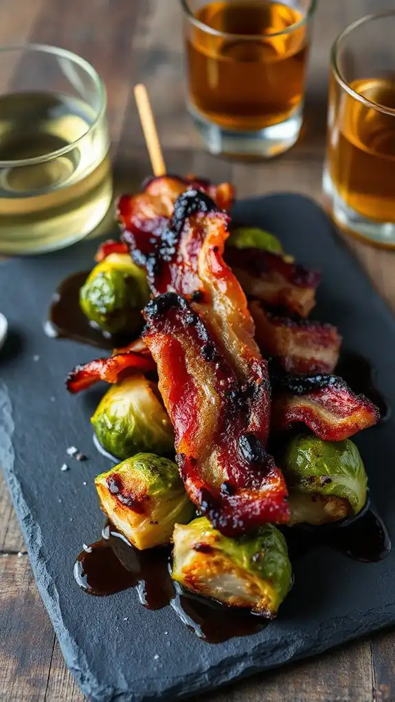 balsamic roasted bacon brussels skewers