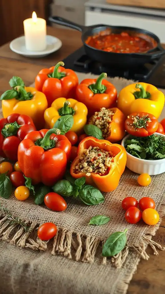 basil and tomato peppers basil and tomato peppers
