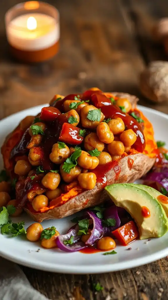 bbq chickpea stuffed sweet potatoes bbq chickpea stuffed sweet potatoes